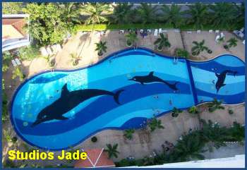 Huge pool. apartment rental in Pattaya Jomtien.