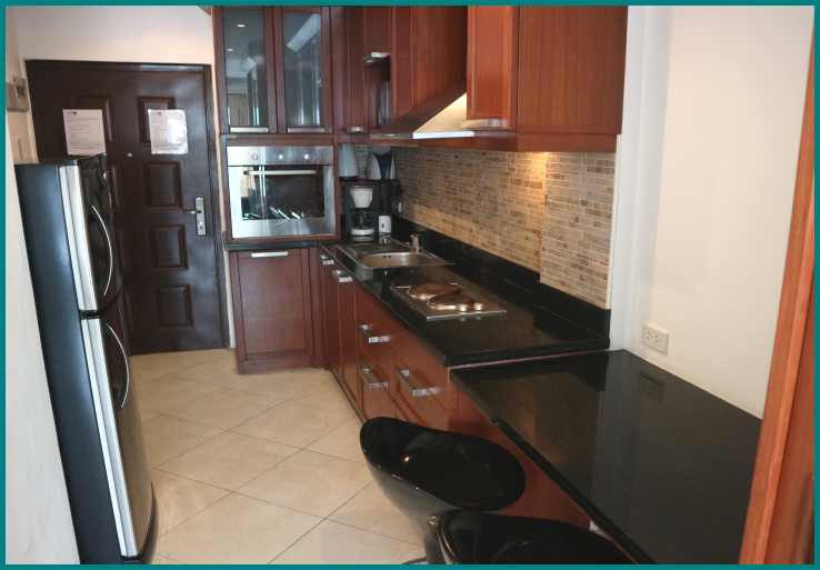 Vice kitchen with large fidge apartment rental in Pattaya Jomtien.