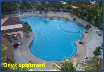Huge pool. apartment rental in Pattaya Jomtien.